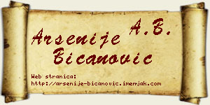 Arsenije Bicanović vizit kartica